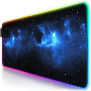 CSL Gaming Mauspad RGB Mousepad 800 x 300 x 3 mm, LED Multi Color XL Tischunterlage, rutschfest, abwaschbar, Geschwindigkeit & Präzision, Stars
