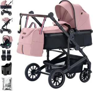 Daliya® Kombi-Kinderwagen NEOMOVE 3in1 Kinderwagen mit i-Size Babyschale & Buggy, (Reise-Set, 10-tlg), Kinderwagen mit i-Size Babyschale, Alu-Rahmen, Großer Einkaufskorb