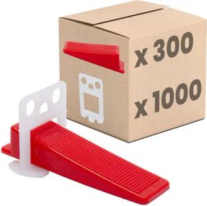 Dalsys Nivelliersystem für Fliesen enthält (2mm) Set 1000 Laschen + 300 Keile, 1300-St., Fliesenleger Werkzeug für präzises Fugenbild) Zuglaschen, Fliesenkeile, Verlegehilfe Set, Fliesenleger Werkzeug