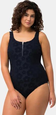 Damen Badeanzug Blumen-Struktur Zipper ohne Softcups