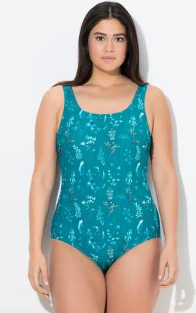 Damen Badeanzug Blüten ohne Softcups Rundhals