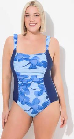 Damen Badeanzug Blüten Softcups Carree-Ausschnitt