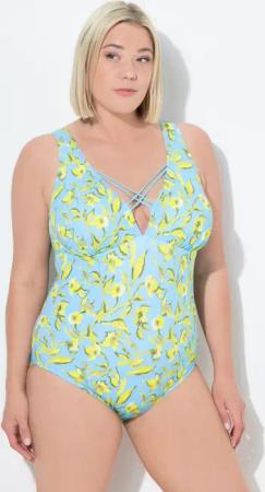 Damen Badeanzug Blüten Softcups Zierbänder recycelt