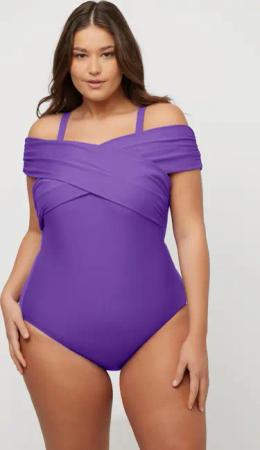 Damen Badeanzug Carmen-Ausschnitt Softcups Träger abnehmbar