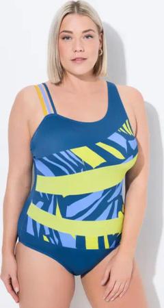 Damen Badeanzug Colorblocking 3er-Träger Softcups recycelt