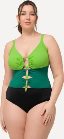 Damen Badeanzug Colorblocking Softcups Aussparungen recycelt