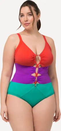 Damen Badeanzug Colorblocking Softcups Aussparungen recycelt