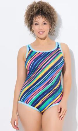 Damen Badeanzug diagonale Streifen ohne Softcups