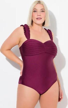 Damen Badeanzug Falten Softcups Träger verstellbar