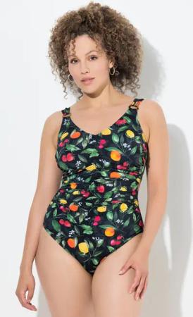 Damen Badeanzug Früchte Raffung Softcups recycelt