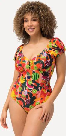 Damen Badeanzug Früchte Softcups Puff-Halbarm