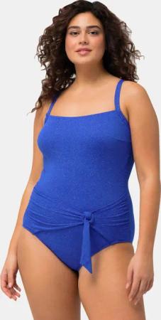 Damen Badeanzug Glitter Struktur Softcups Wickeloptik