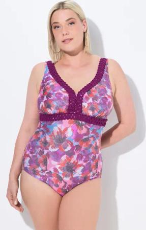 Damen Badeanzug Glitzer-Blüten Softcups recycelt