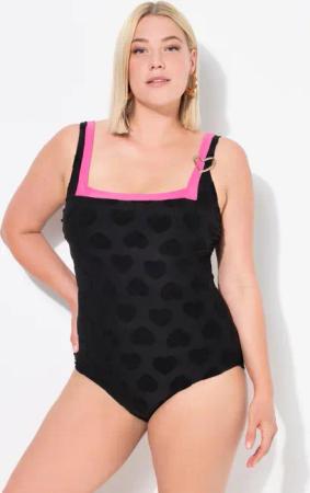 Damen Badeanzug Herzen Carree- Ausschnitt Softcups recycelt