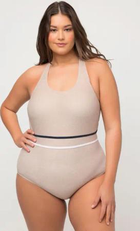 Damen Badeanzug Juteoptik Softcups Zierknoten