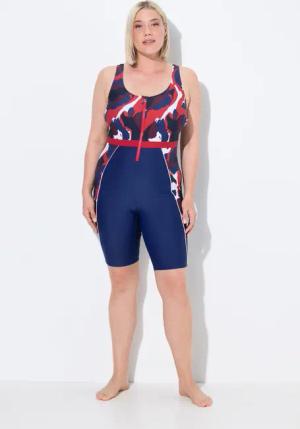 Damen Badeanzug langes Bein ohne Softcups Zipper recycelt