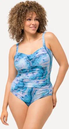 Damen Badeanzug Marmormuster drapiert Softcups