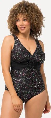 Damen Badeanzug Metallic-Punkte Softcups Zierring