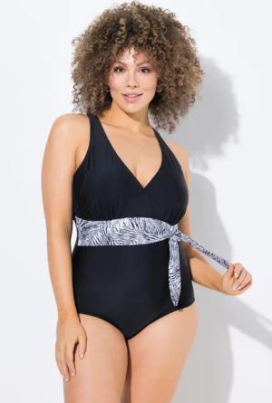 Damen Badeanzug Neckholder-Optik Softcups Zierschleife