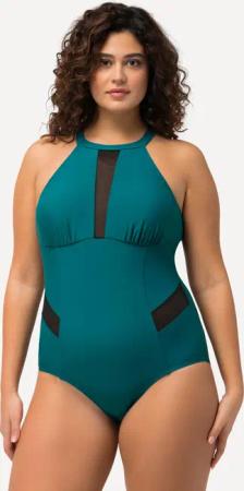 Damen Badeanzug Neckholder Softcups Mesh-Einsatz