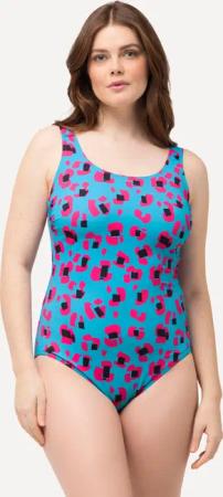 Damen Badeanzug Neondruck ohne Softcups Raffung