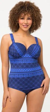 Damen Badeanzug Ornamente Bügel Softcups Rüschen