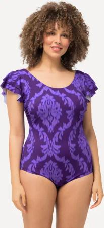 Damen Badeanzug Ornamente Volant-Schultern Softcups