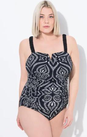 Damen Badeanzug Paisley Raffung Softcups