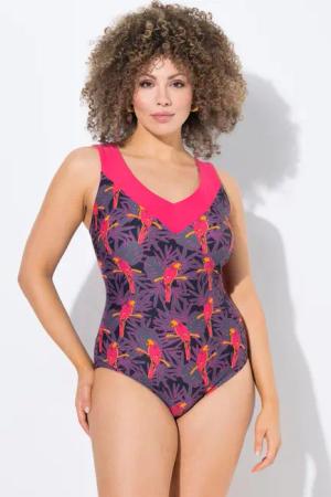 Damen Badeanzug Papageien Softcups recycelt