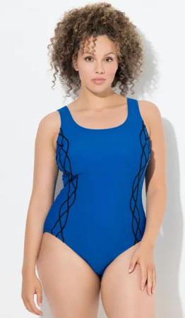 Damen Badeanzug Pipings ohne Softcups Rundhals