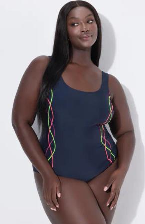 Damen Badeanzug Pipings Unterbrustband Vorderfutter