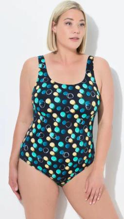 Damen Badeanzug Punkte ohne Softcups Rundhals