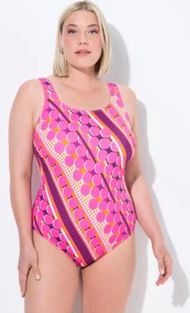 Damen Badeanzug Punkte ohne Softcups Rundhals