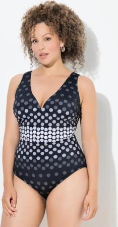 Damen Badeanzug Punkte Softcups V-Ausschnitt recycelt