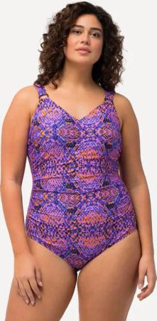 Damen Badeanzug Raffung Softcups Zierringe