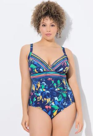 Damen Badeanzug Softcups V-Ausschnitt Powermesh