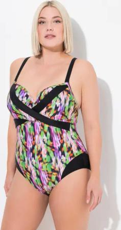 Damen Badeanzug Softcups Wickeloptik recycelt