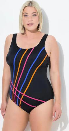 Damen Badeanzug Streifen ohne Softcups Rundhals