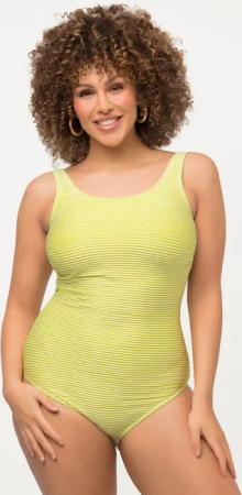 Damen Badeanzug Streifen Struktur Softcups Rundhals