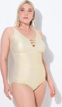 Damen Badeanzug Wellenmuster Softcups Träger verstellbar