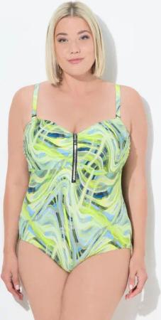 Damen Badeanzug Wellenmuster Softcups Zipper