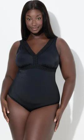 Damen Badeanzug Zierborten Softcups tiefer Rücken recycelt