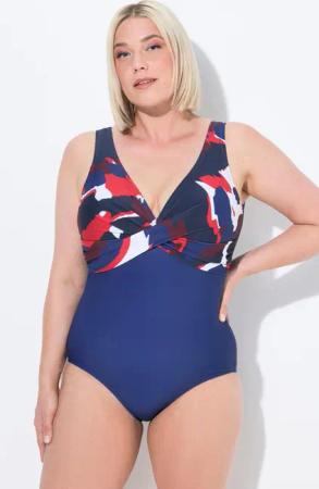 Damen Badeanzug Zierknoten Softcups bedruckte Büste