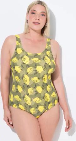 Damen Badeanzug Zitronen ohne Softcups Rundhals