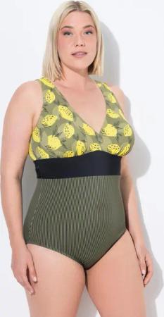 Damen Badeanzug Zitronen Zierband Softcups recycelt
