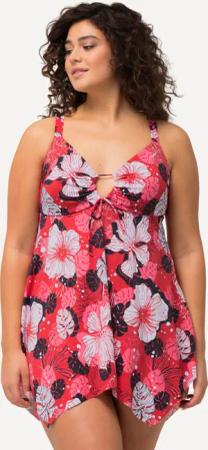 Damen Badekleid Blüten Softcups Keyhole Zipfelsaum