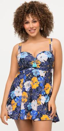 Damen Badekleid Blüten Softcups Korsagen-Ausschnitt