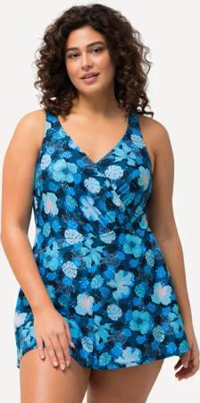 Damen Badekleid Blüten Softcups Wickeloptik