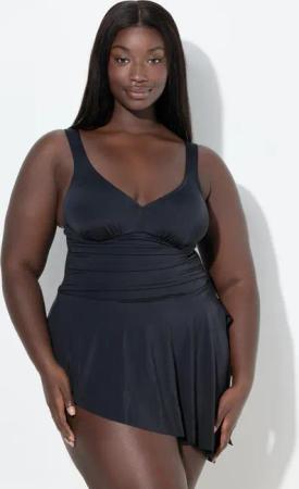 Damen Badekleid Drapierung Softcups integrierter Badeanzug