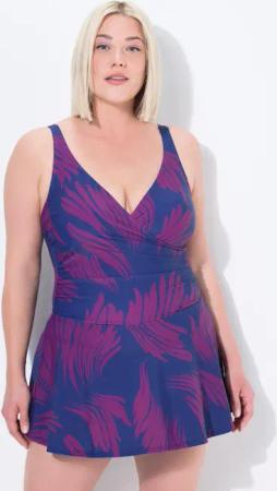 Damen Badekleid mit Shorts Softcups Drapierung recycelt